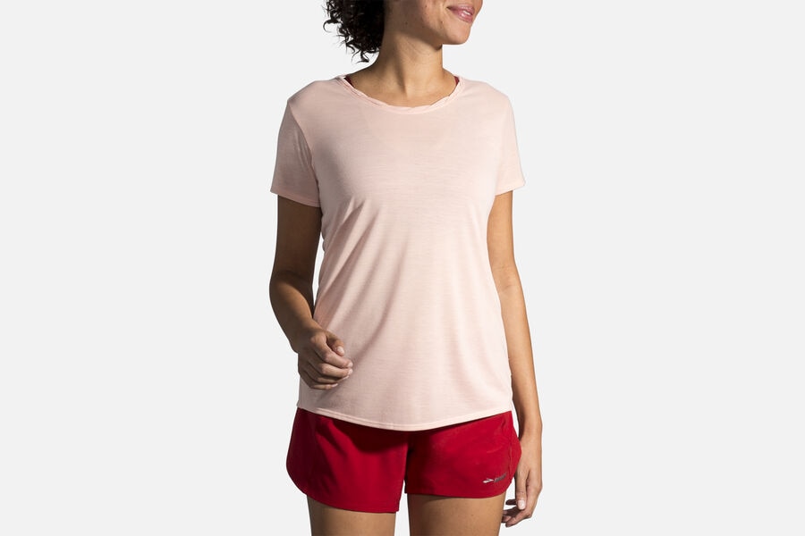 Brooks Women's Distance Sleeve Tops Heather Flamingo ( NQKVY8596 )